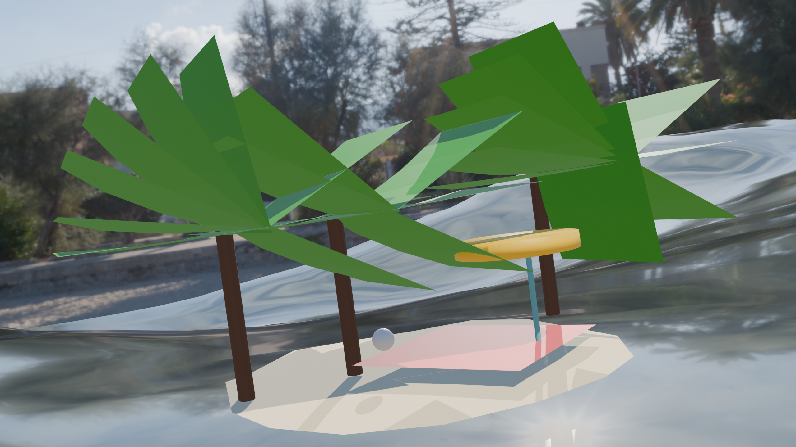 rendered beach scene